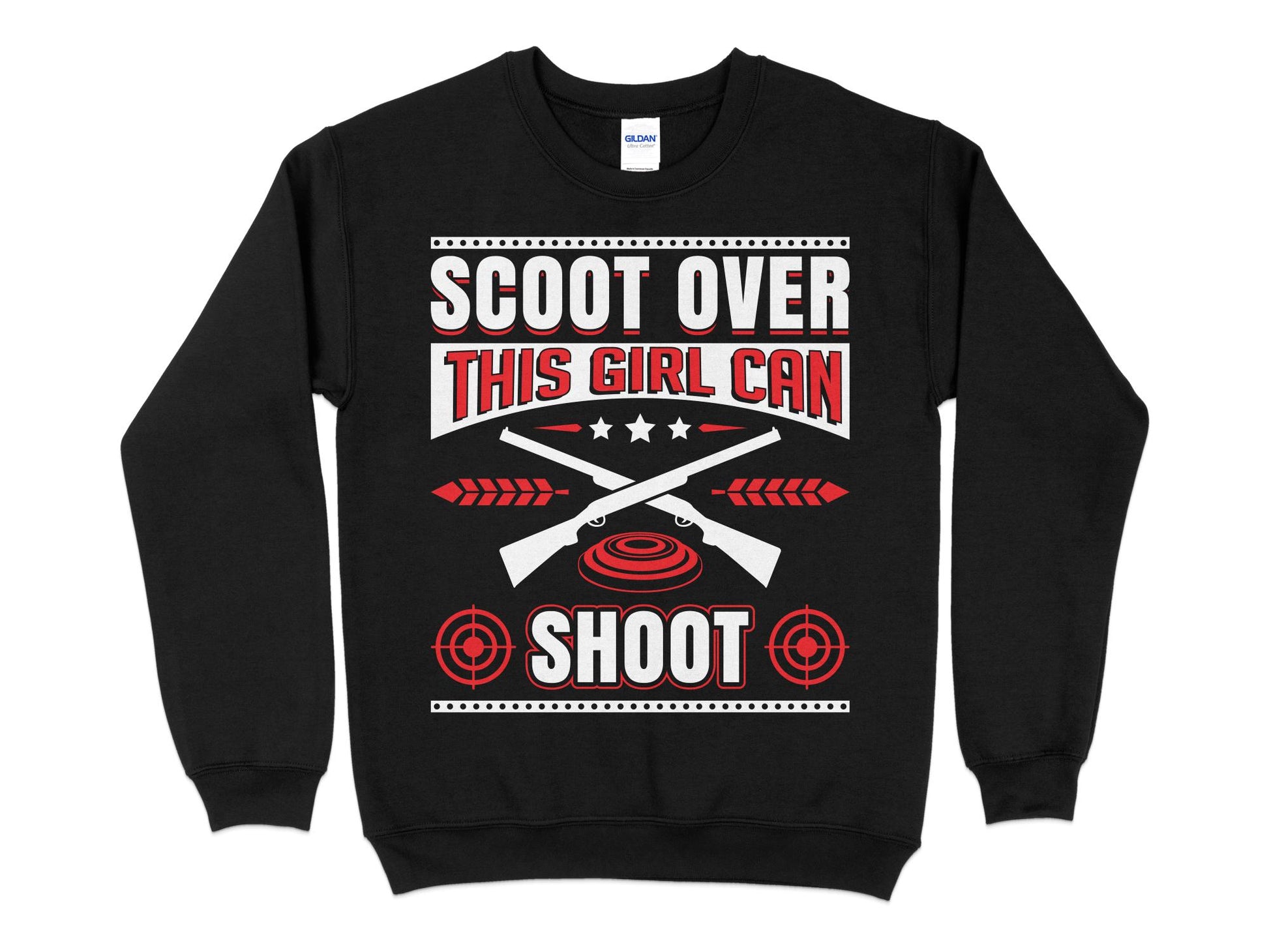 Trap Shooting Sweatshirt - Scoot Over This Girl Can Shoot, black