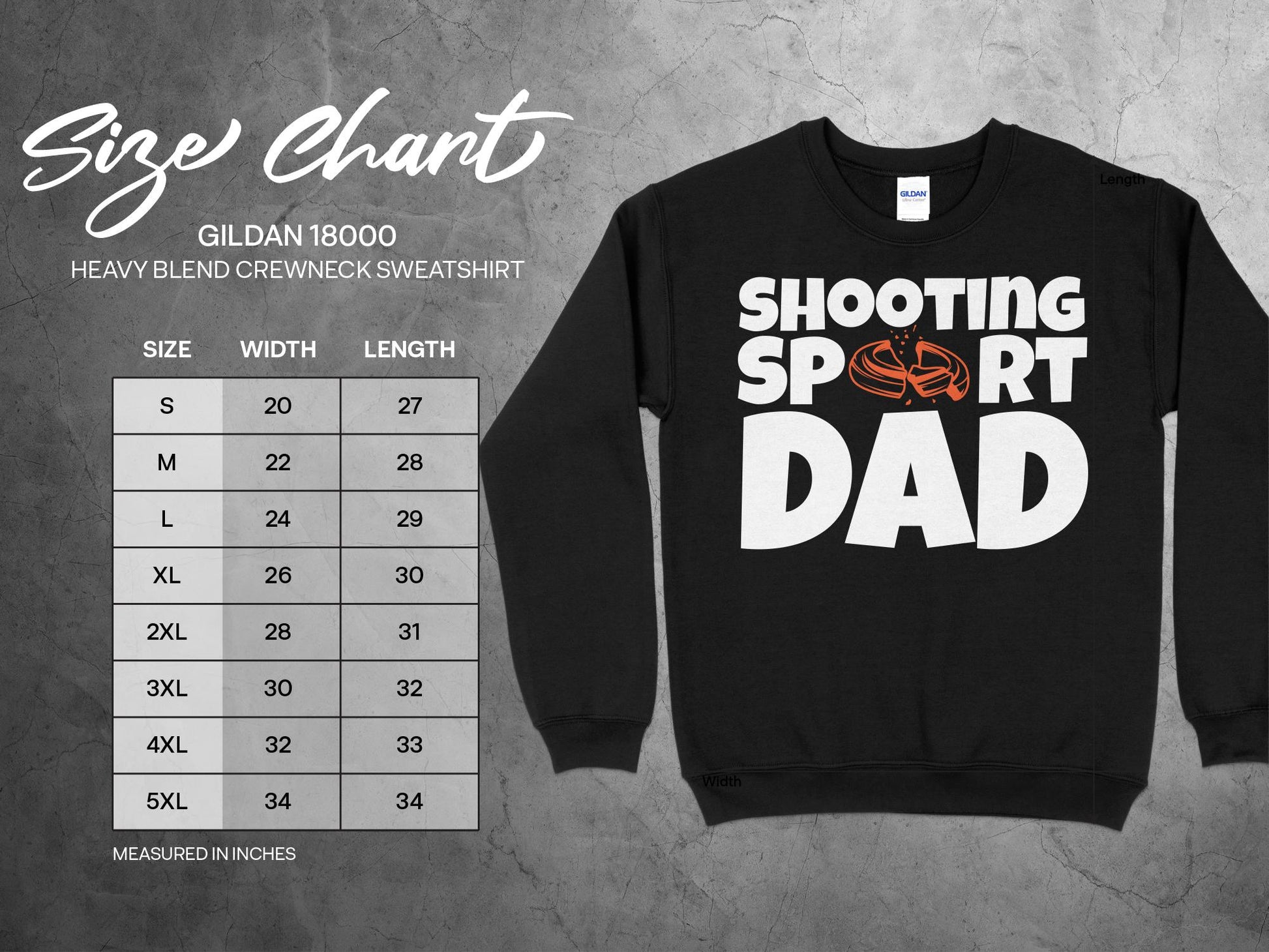 Clay Shooting Sweatshirt - Sport Shooting Dad Sizing Chart