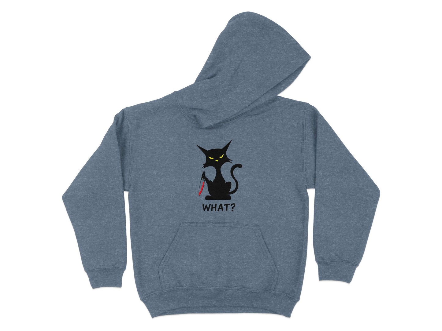 Cat With Knife Hoodie, Heathered Royal