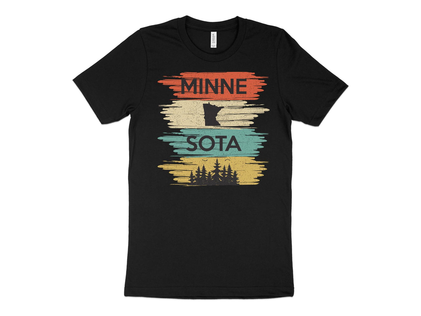 Minnesota T Shirt Retro Style Sunset, black