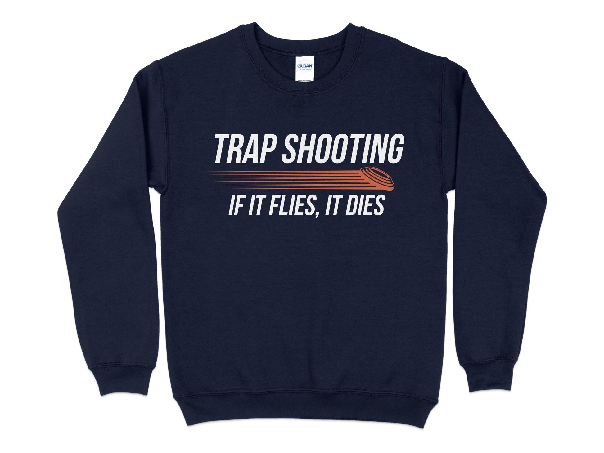 Trap Shooting Sweatshirt, If It Flies It Dies, navy blue