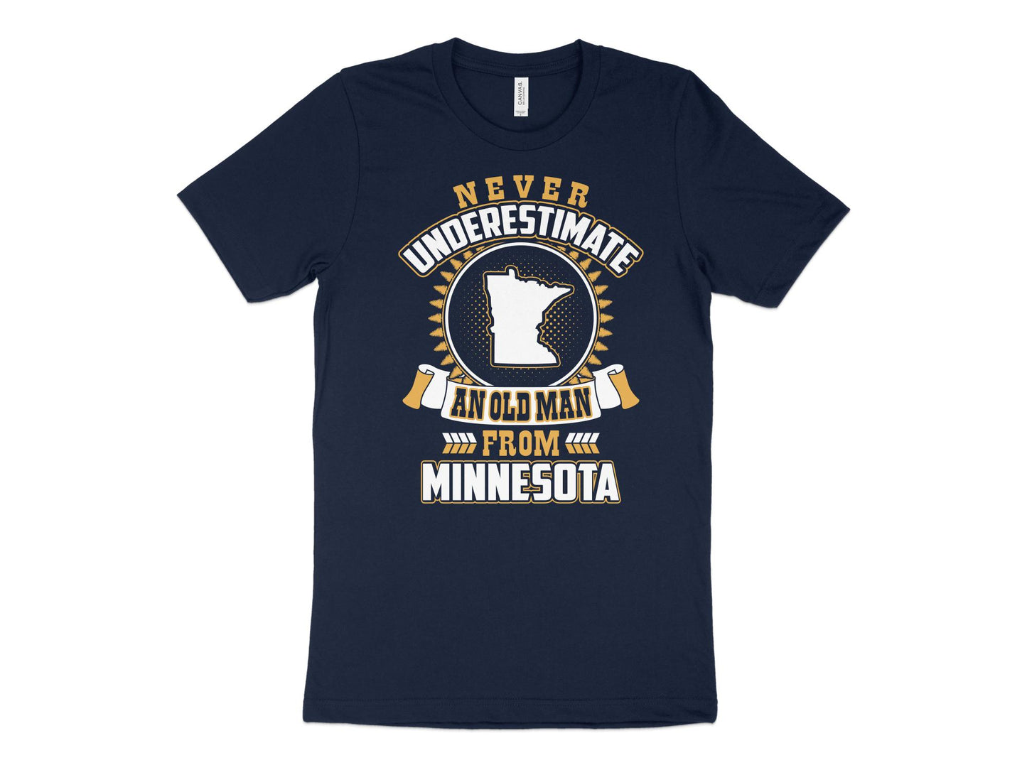 Minnesota T Shirt Never Underestimate An Old Man, navy blue