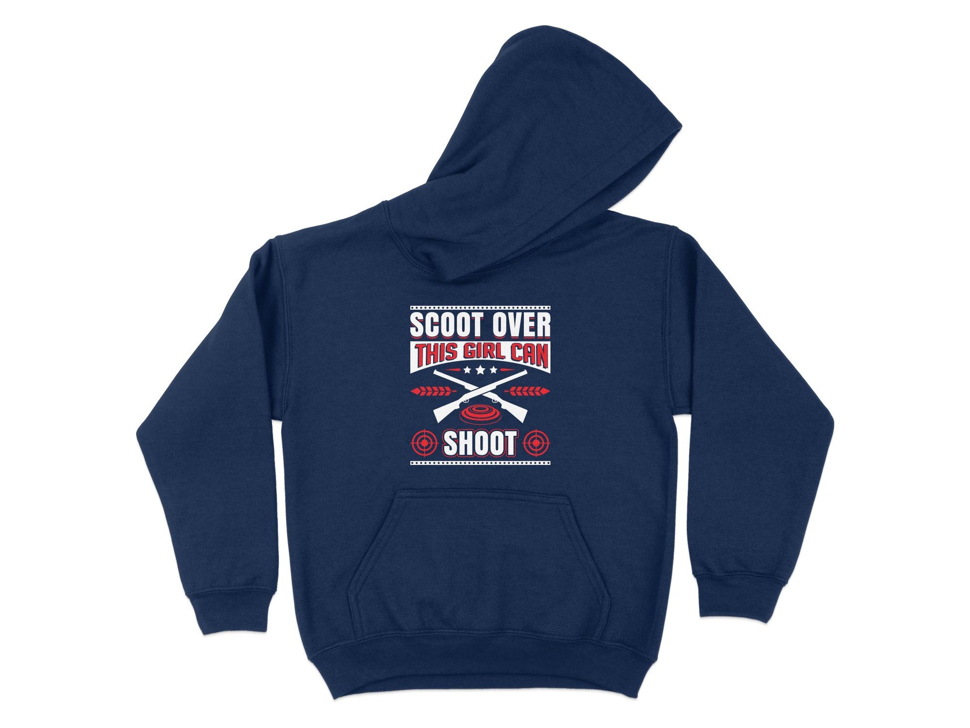 Trap Shooting Hoodie - Scoot Over This Girl Can Shoot, navy blue