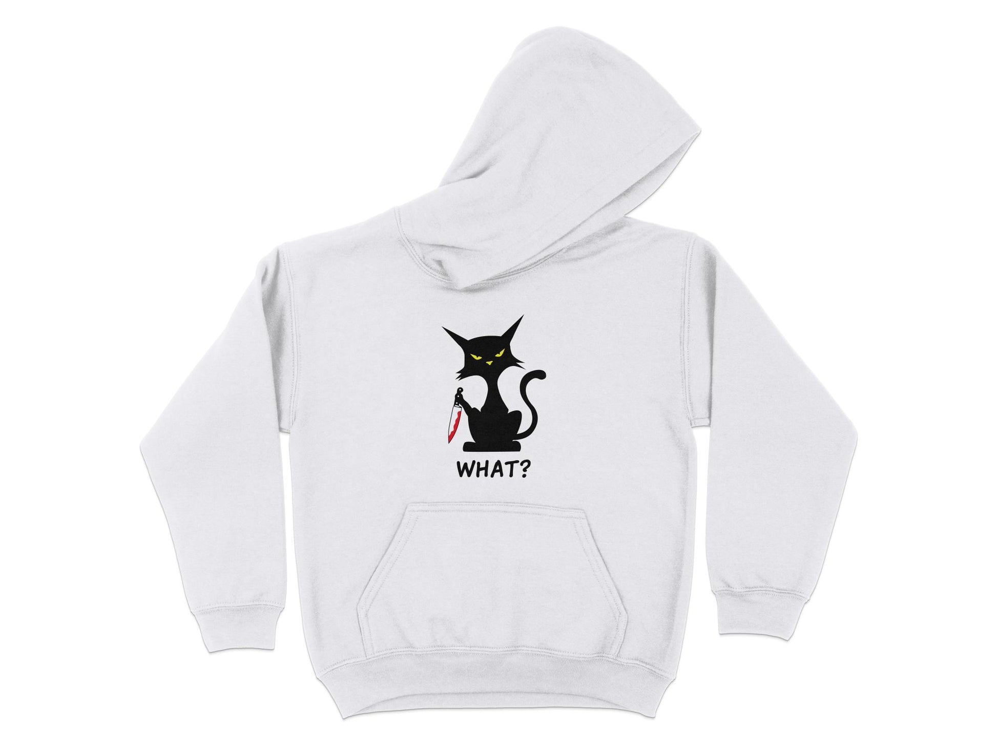 Cat With Knife Hoodie, Heathered Gray