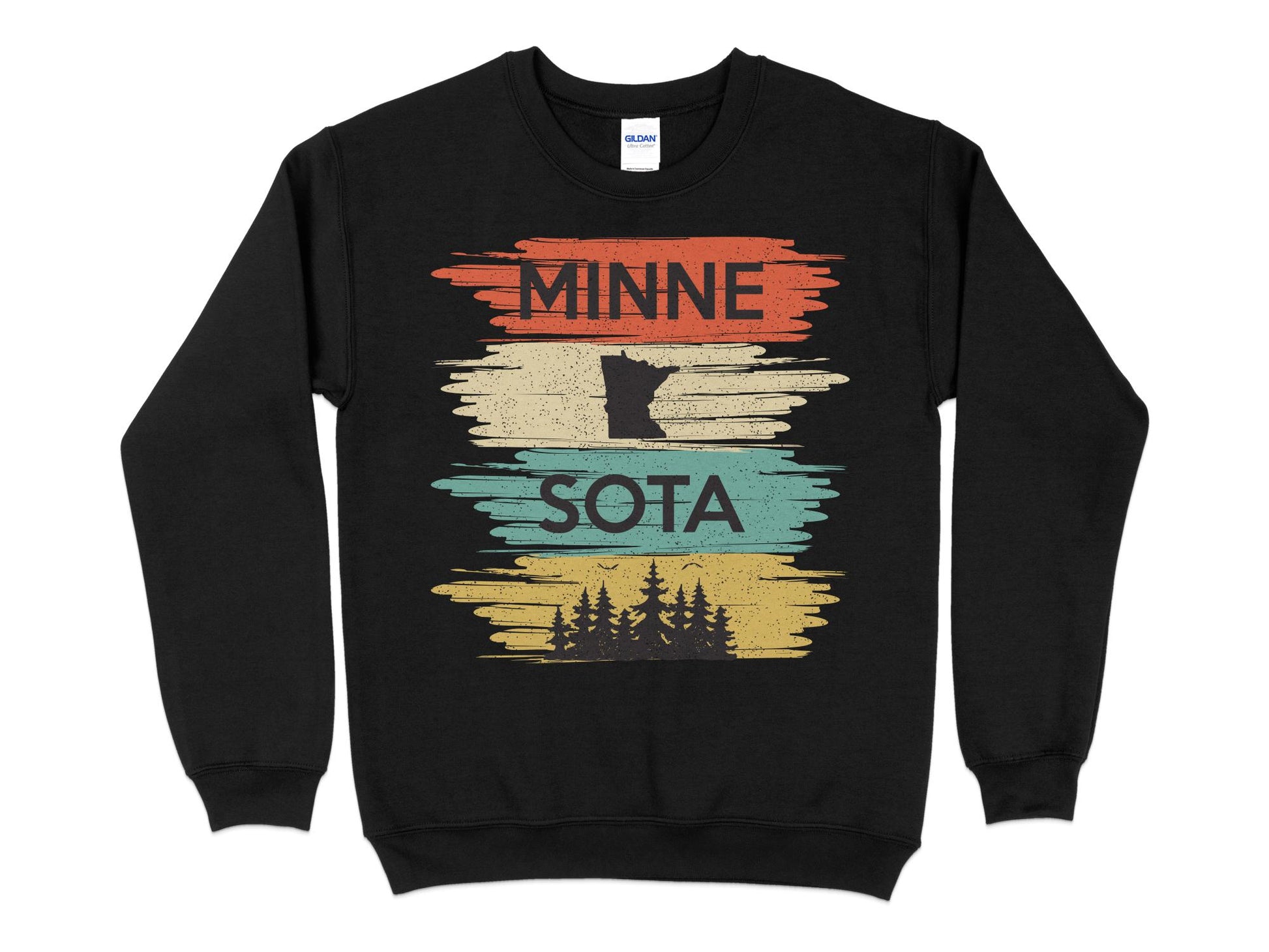 Minnesota T Sweatshirt Retro Style Sunset, black
