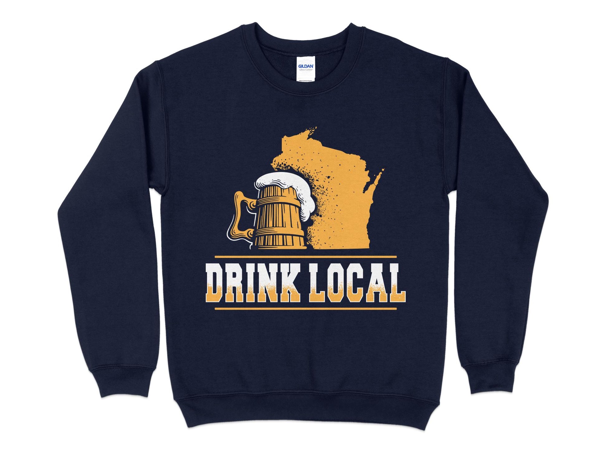 Wisconsin Sweatshirt - Drink Local navy blue