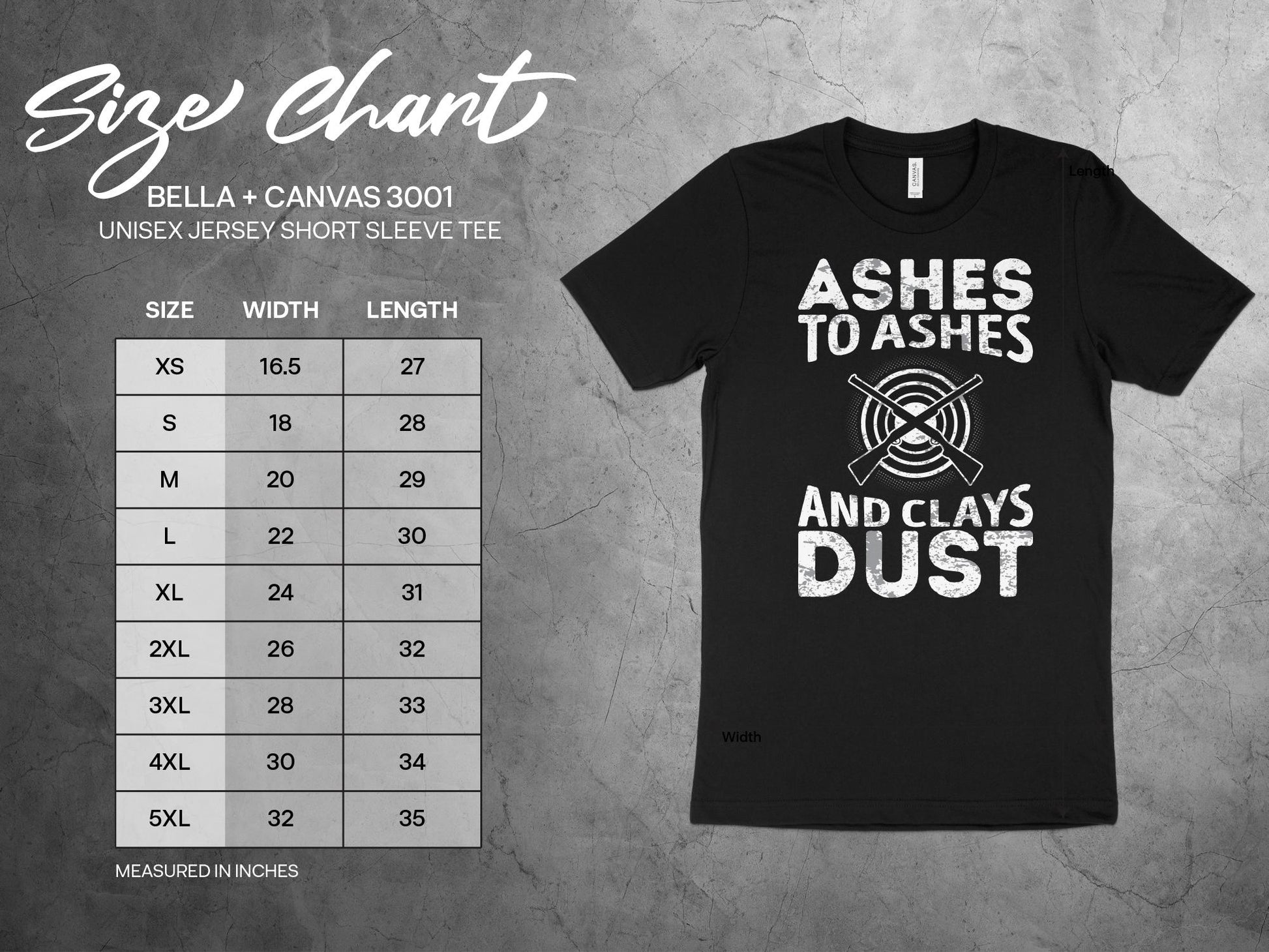 skeet shooting shirts ashes to ashes and clays to dust sizing chart for t-shirt