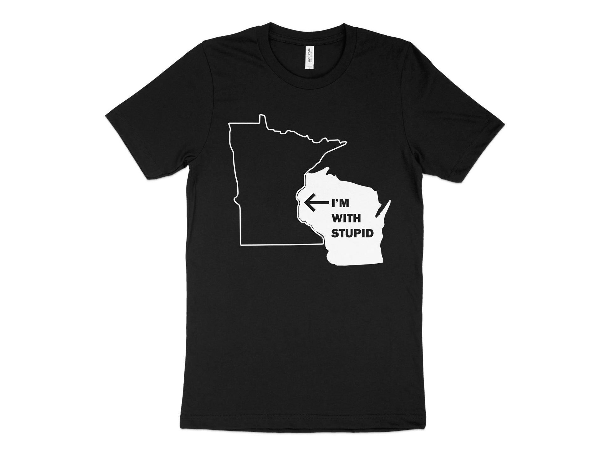 Wisconsin Shirt - I'm With Stupid Minnesota black