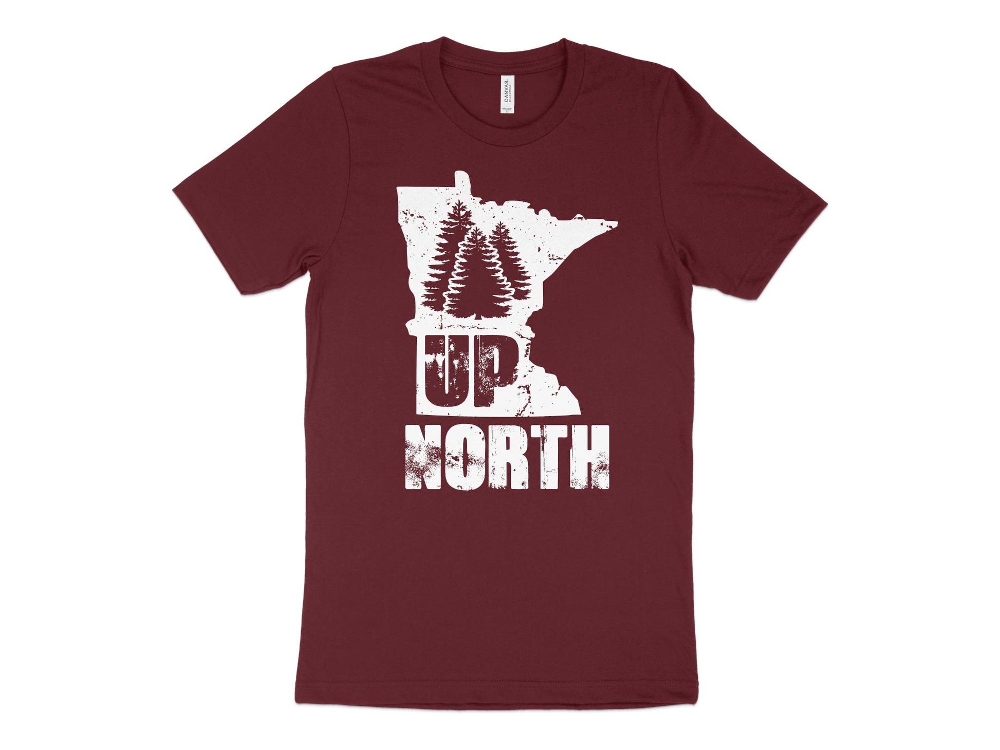 Minnesota T Shirt - Rustic Up North, maroon