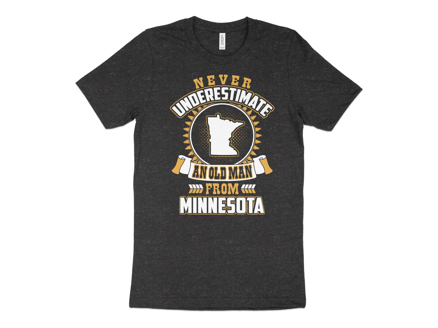 Minnesota T Shirt Never Underestimate An Old Man, charcoal