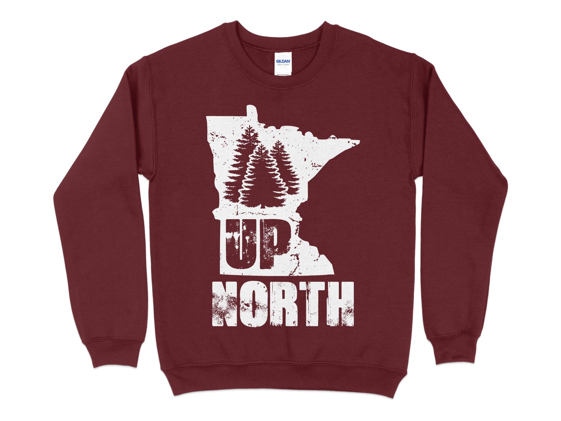 Minnesota Sweatshirt - Rustic Up North, maroon