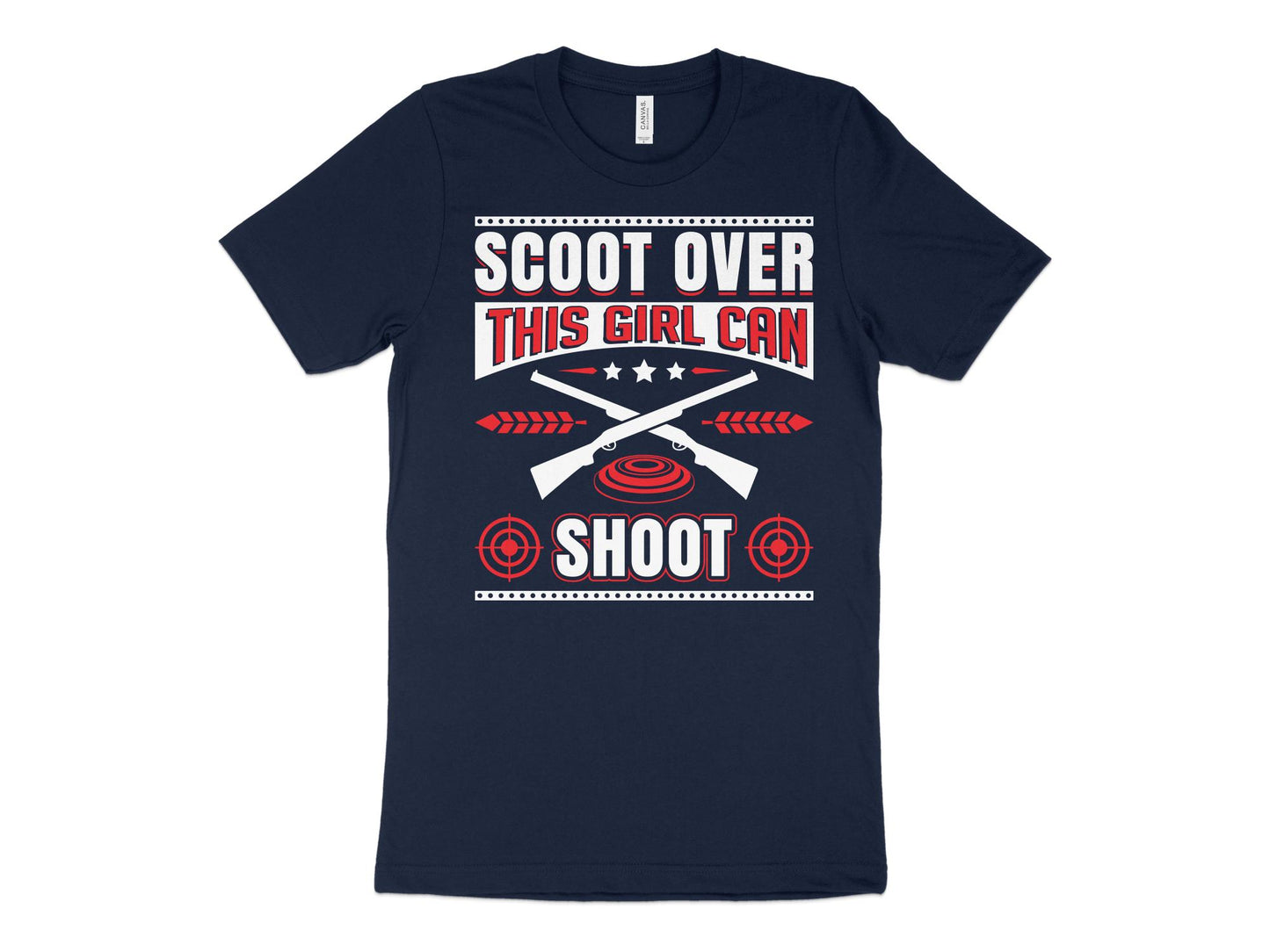 Trap Shooting Shirt - Scoot Over This Girl Can Shoot, navy blue