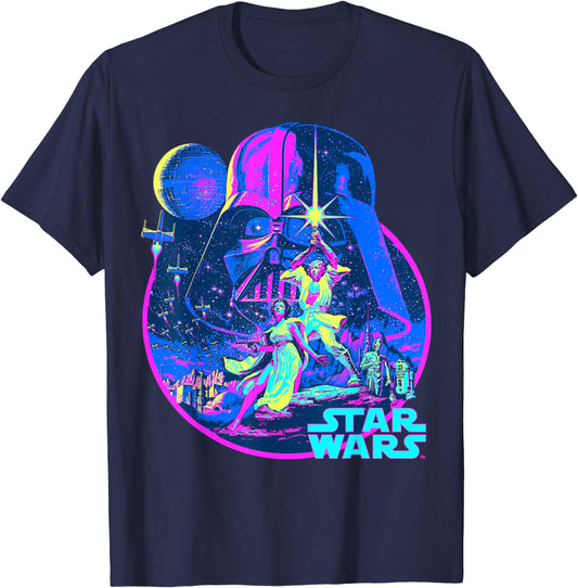 Star Wars Classic Bright Neon Poster Art Disney+ T-Shirt