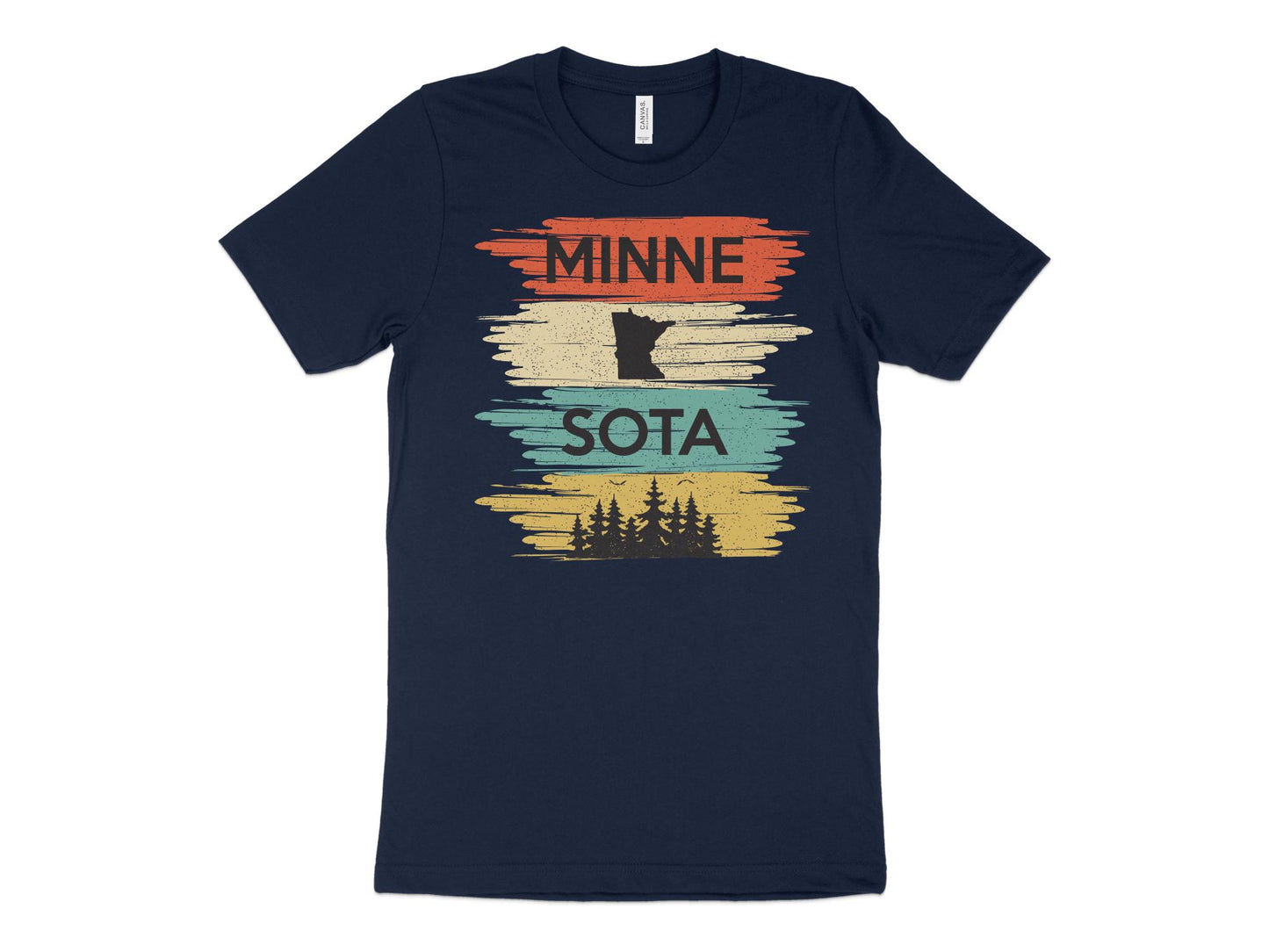 Minnesota T Shirt Retro Style Sunset, navy blue