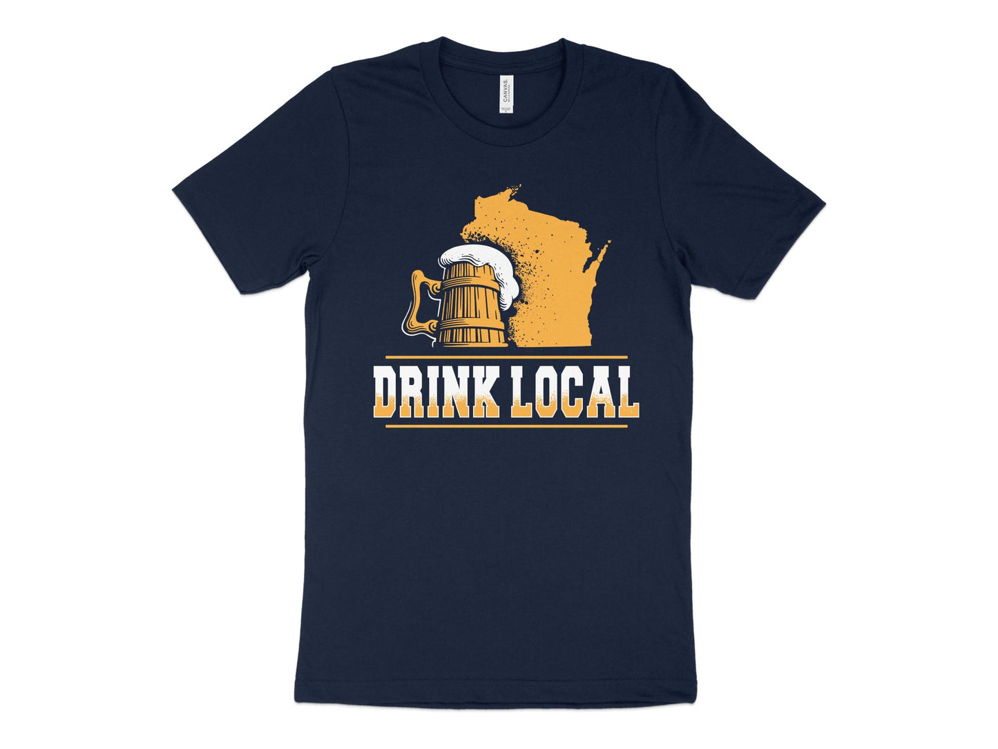 Wisconsin Shirt - Drink Local navy blue
