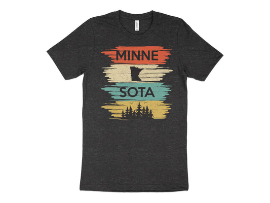 Minnesota T Shirt Retro Style Sunset, charcoal