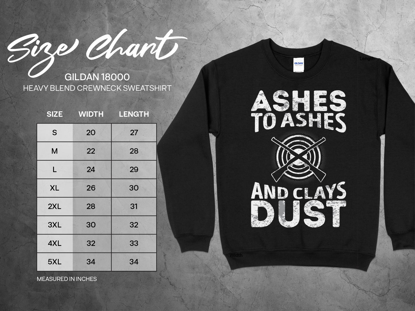 skeet shooting sweatshirt ashes to ashes and clays to dust sizing chart