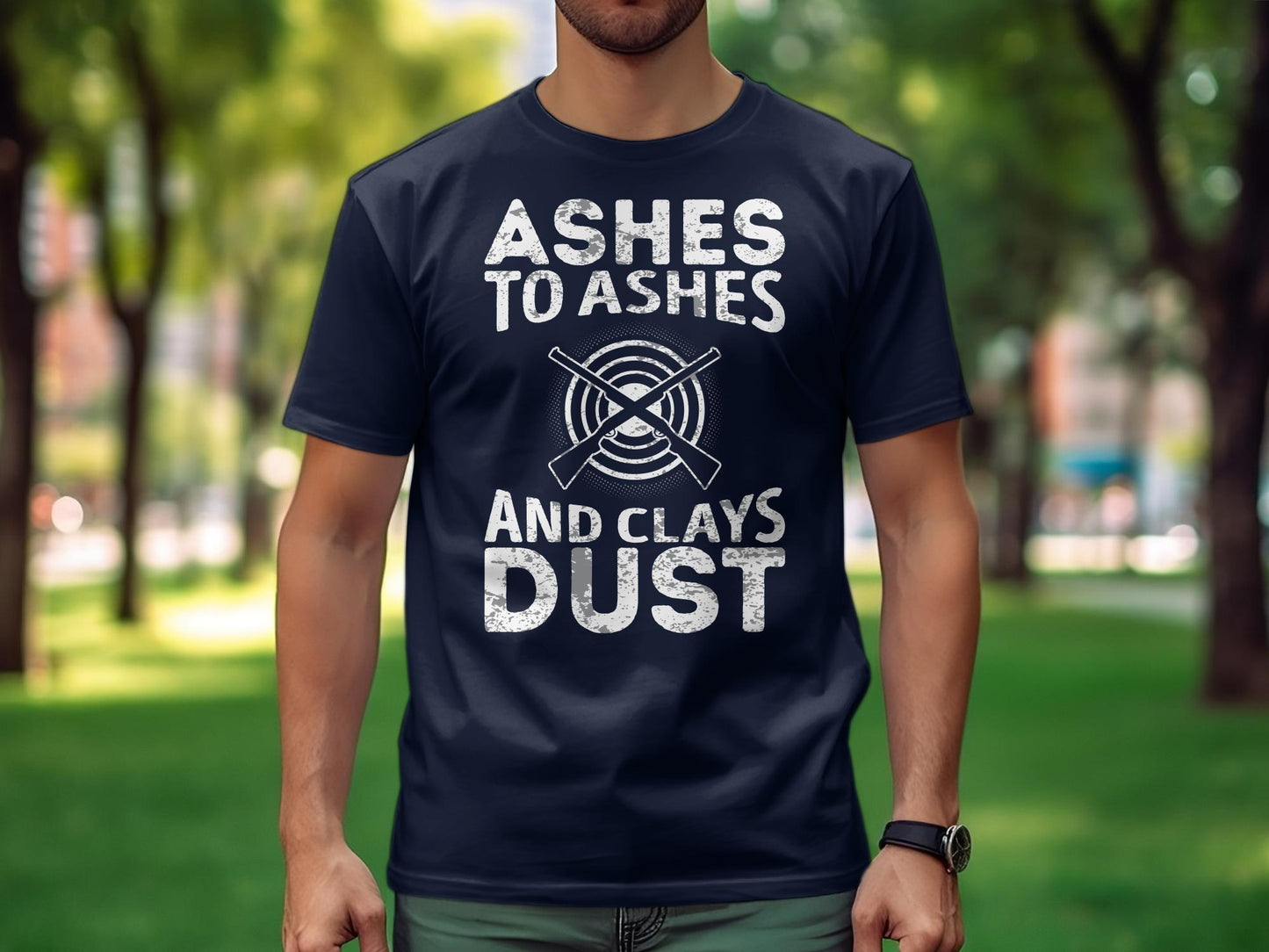 skeet shooting shirts ashes to ashes and clays to dust navy blue 