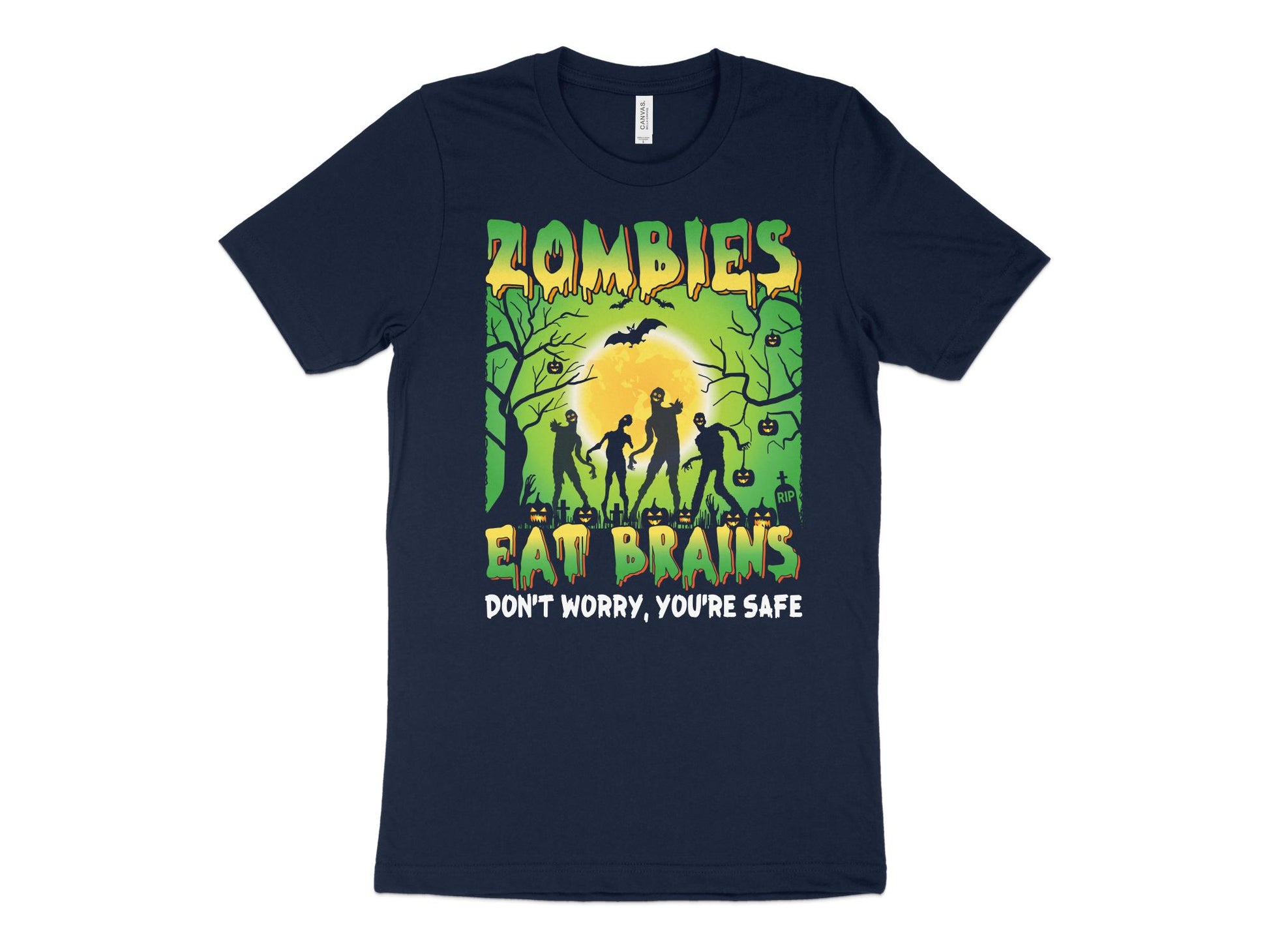 Zombies Shirt - Eat Brains, navy blue