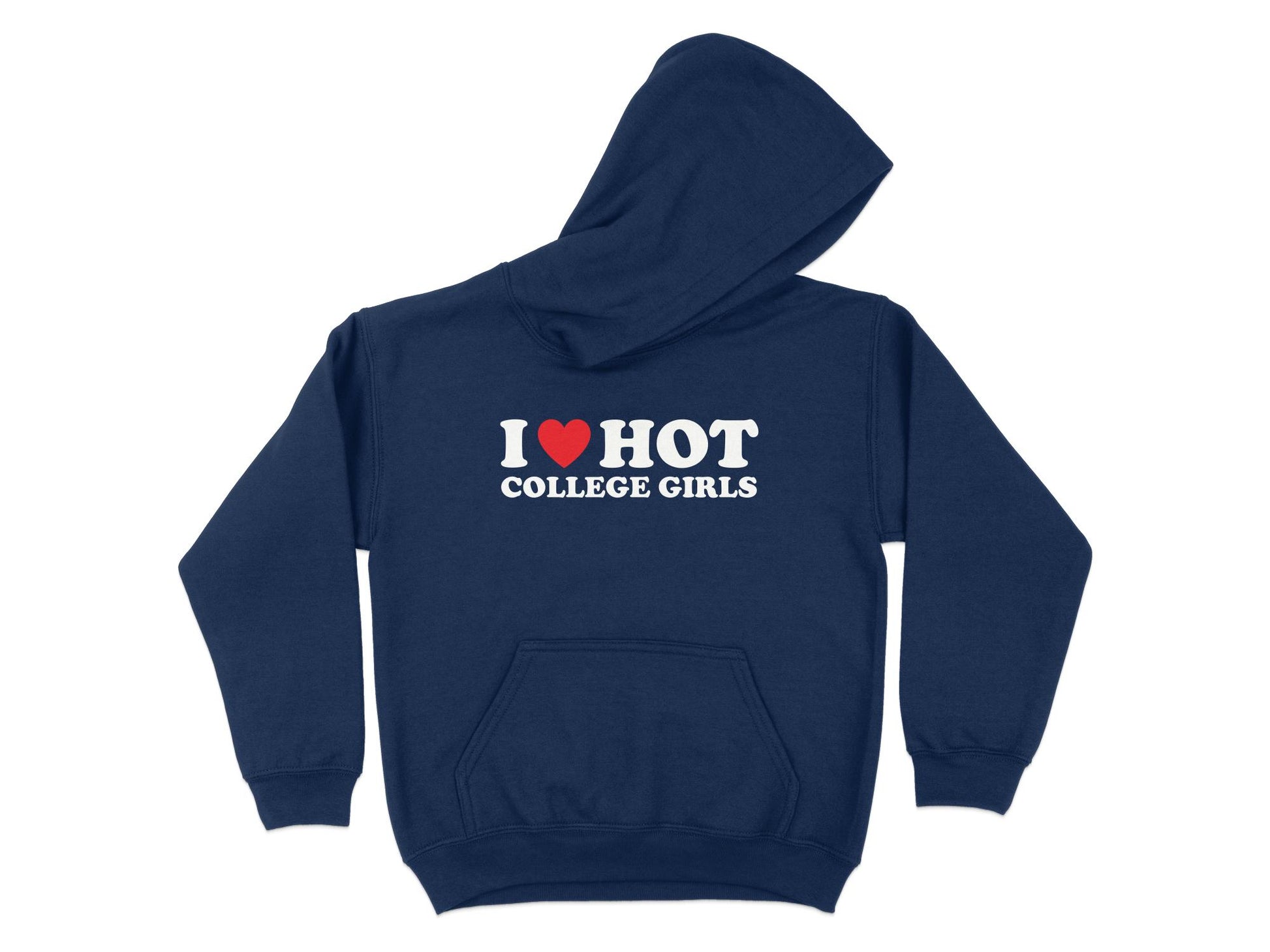 Funny I Love Hot College Girls hoodie, navy blue