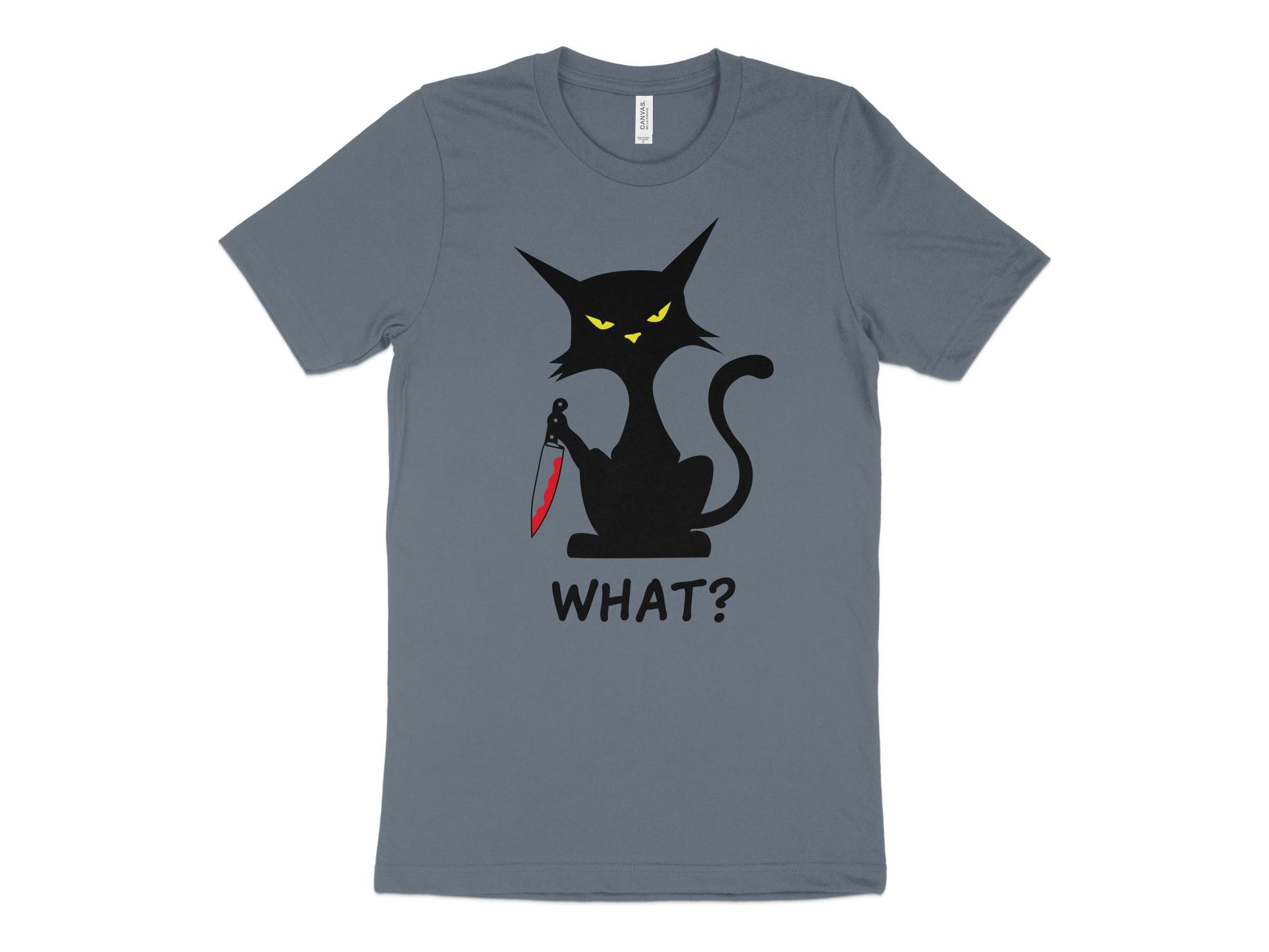 Cat With Knife Shirt, Gray