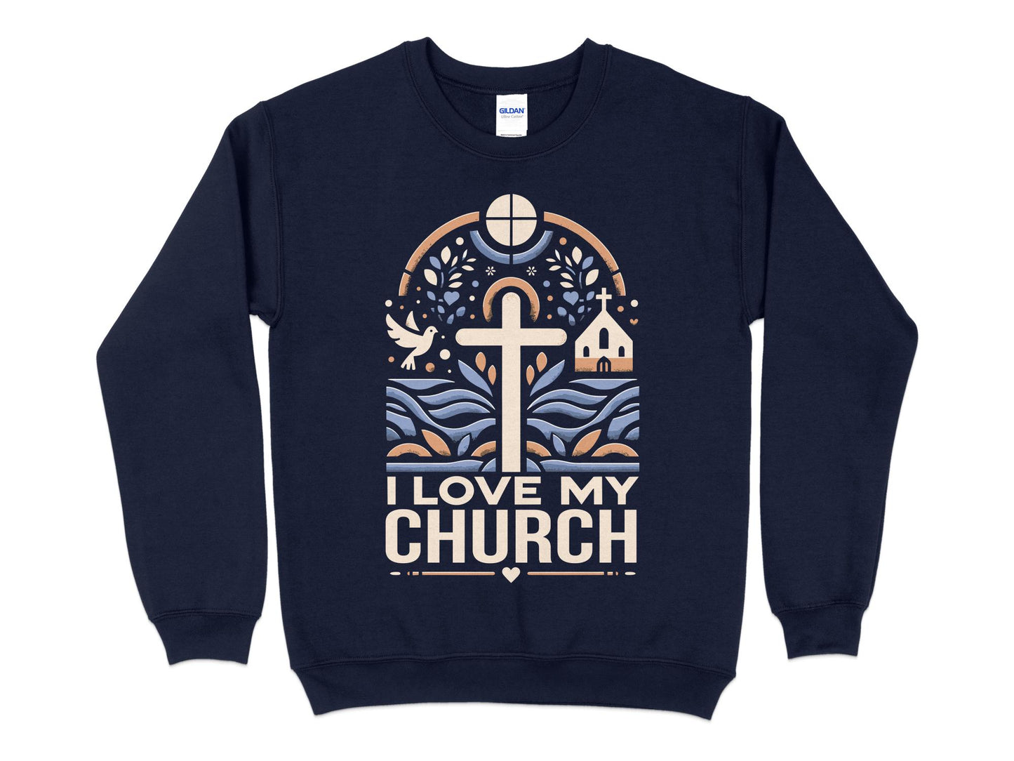 I Love My Church Sweatshirt, navy blue