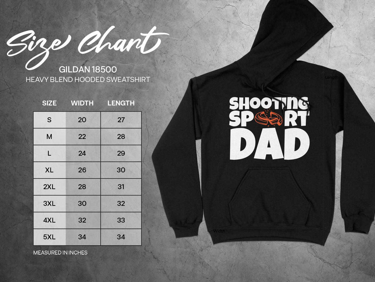 Clay Shooting Hoodie - Sport Shooting Dad Sizing Chart
