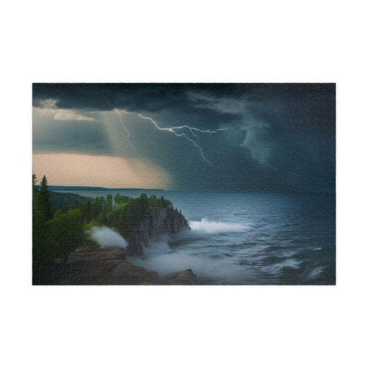 Lightning Storm Over Lake Superior Minnesota 1014-Piece Puzzle